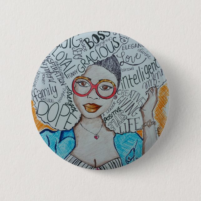 She Is... 6 Cm Round Badge (Front)