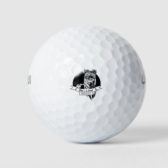 She is a bad alpaca mum golf balls (Front)