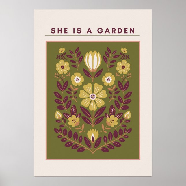 She Is a Garden – Botanical Wall Art (Sage) (Front)