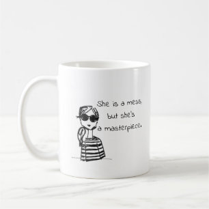 She is a Mess Typography Funny Quote Coffee Mug
