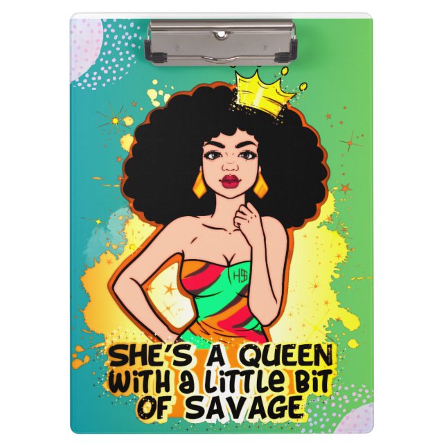 She Is A Queen Melanin Sista Black Girl Magic Clipboard (Front)