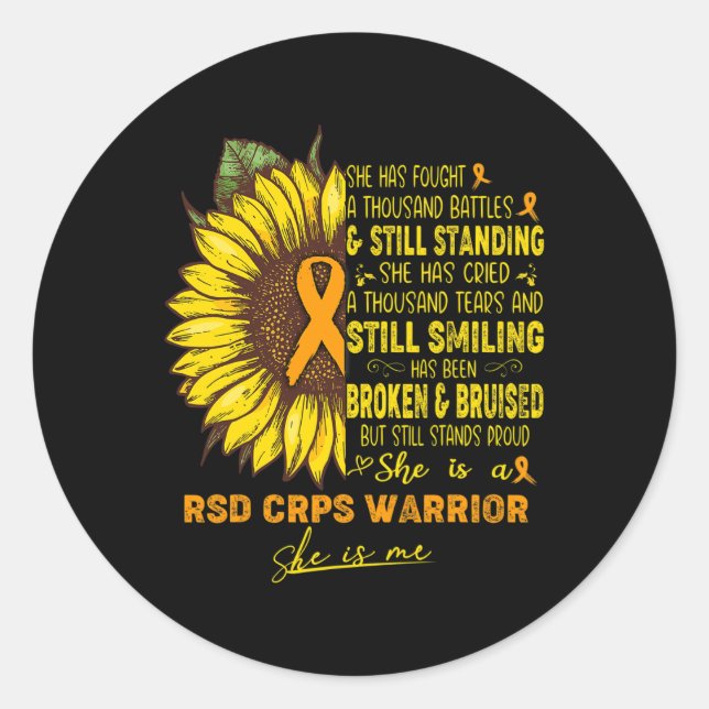 She Is A Rsd Crps Warrior She Is Me  Classic Round Sticker (Front)