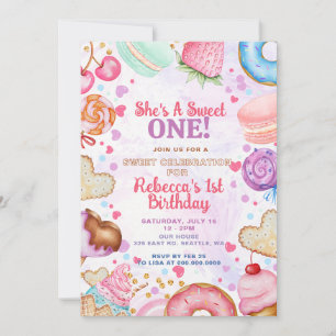 She is a Sweet One First Birthday Party Invitation