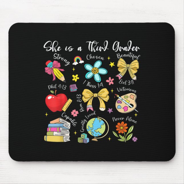 She Is A Third Grader Bible Verses Back To School  Mouse Mat (Front)