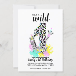 She is a Wild ONE 1st Birthday invitation