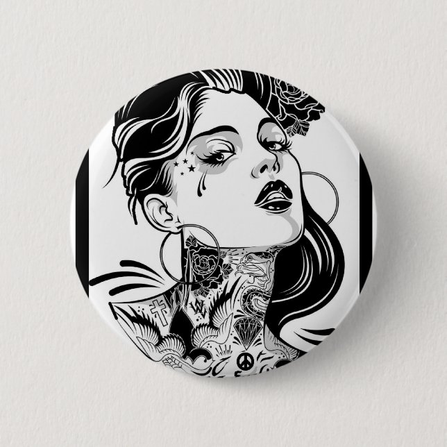 SHE IS ABOUT 6 CM ROUND BADGE (Front)
