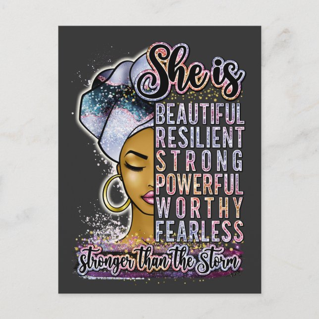 She Is Beautiful Resilient Black Woman Melanin Sis Postcard (Front)