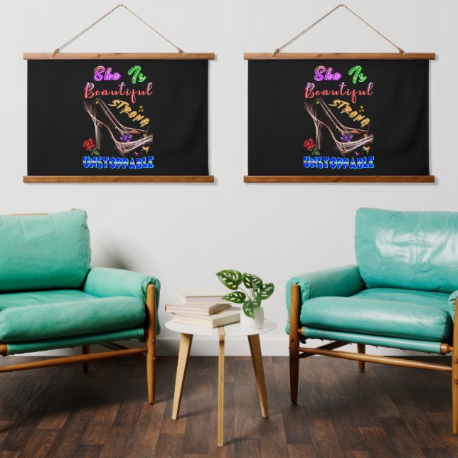 She Is Beautiful Strong Unstoppable Hanging Tapestry (Living Room)