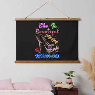 She Is Beautiful Strong Unstoppable Hanging Tapestry