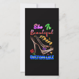 She Is Beautiful Strong Unstoppable Holiday Card