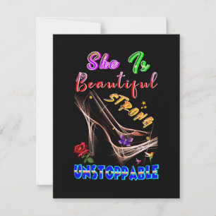 She Is Beautiful Strong Unstoppable Thank You Card