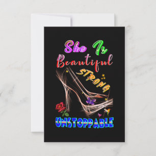 She Is Beautiful Strong Unstoppable Thank You Card