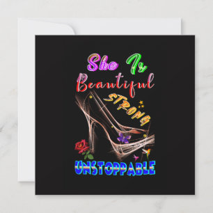 She Is Beautiful Strong Unstoppable Thank You Card