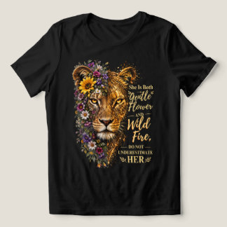 She Is Both Gentle Flower And Wild Fire Lioness Tri-Blend Shirt