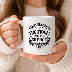 She Is Both The Storm and The Silence Vintage Coffee Mug