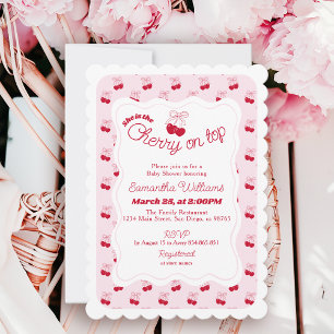 She is Cherry on Top Baby Girl Shower Invitation