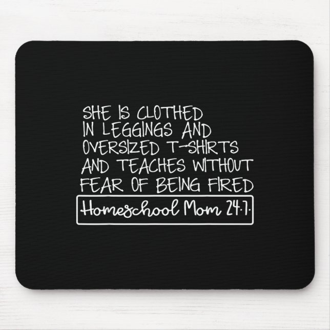 She Is Clothed In Leggings And Oversized Homeschoo Mouse Mat (Front)