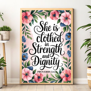 She Is Clothed in Strength – Christian Wall Art
