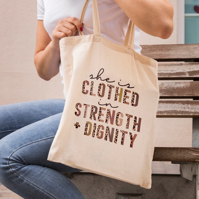 She Is Clothed In Strength & Dignity Christian  Tote Bag (Creator Uploaded)