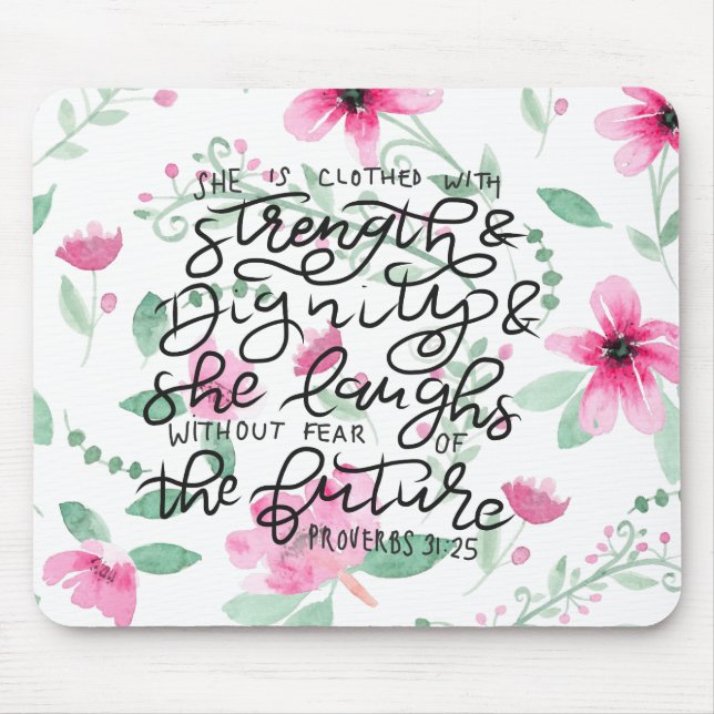 She is clothed with strenght and dignity mouse mat (Front)