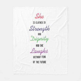 She is clothed with strength Fleece Blanket 50'x60