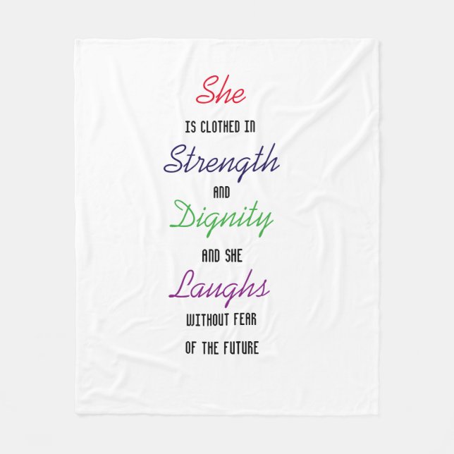 She is clothed with strength Fleece Blanket 50'x60 (Front)