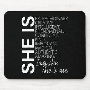 She Is Extraordinary Creative Confident Black Hist Mouse Mat