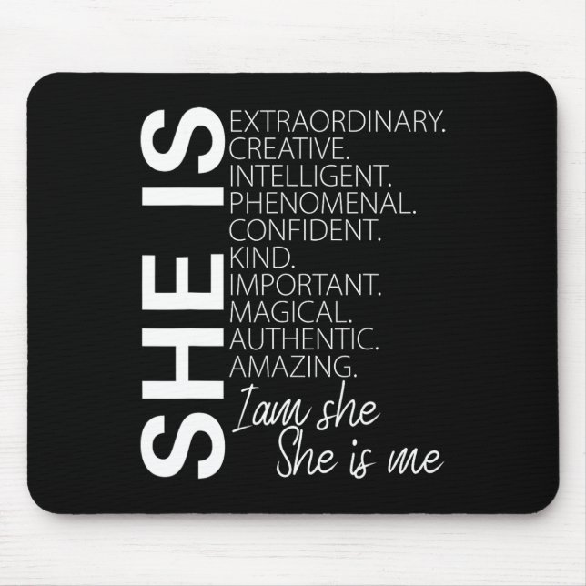 She Is Extraordinary Creative Confident Black Hist Mouse Mat (Front)