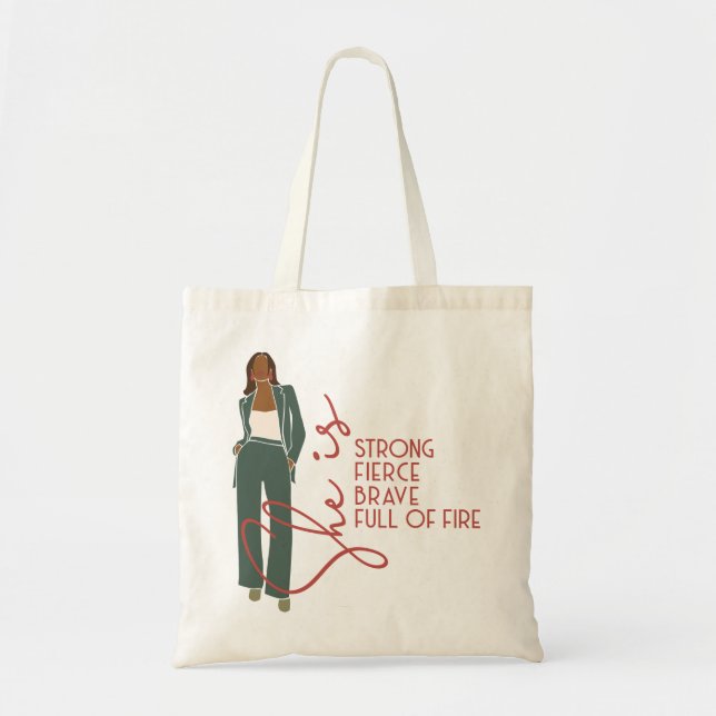 She Is Fierce Latte Mug Tote Bag (Front)