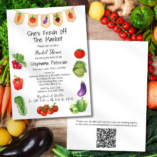 She is Fresh Off the Market QR Code Bridal Shower Invitation