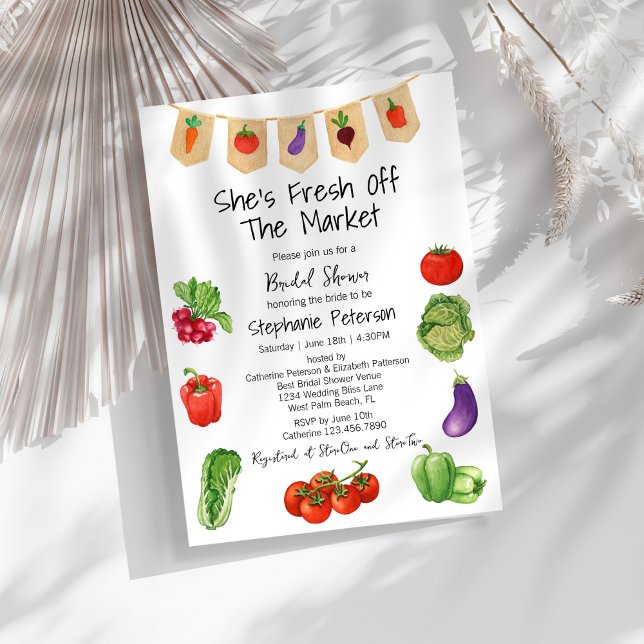 She is Fresh Off the Market Veggies Bridal Shower Invitation (Creator Uploaded)