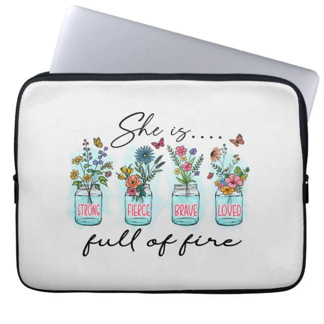 She Is Full Of Fire Laptop Sleeve (Front)