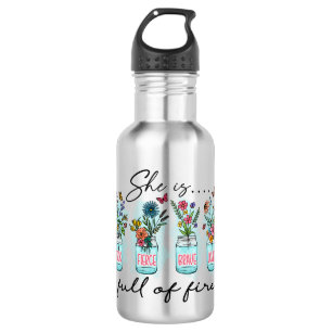 She Is Full of Fire – Vibrant Floral Empowerment 532 Ml Water Bottle