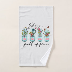 She Is Full of Fire – Vibrant Floral Empowerment Bath Towel Set
