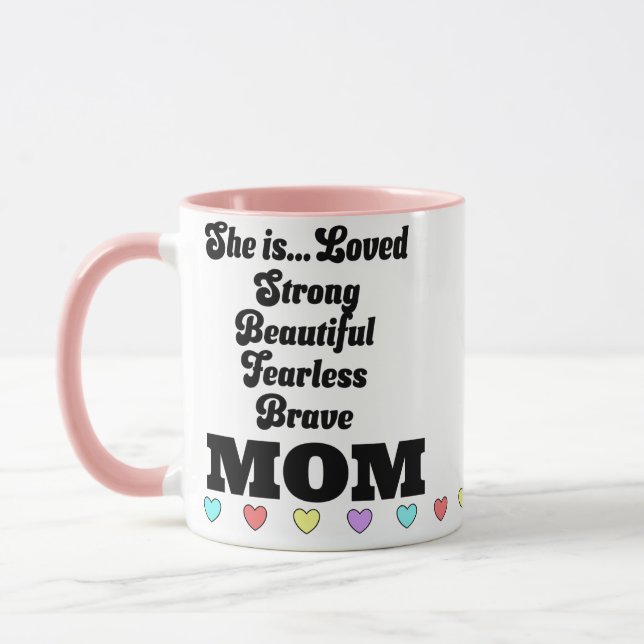 She is loved mum mug with hearts (Left)