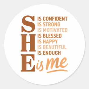 She Is Me Confident Strong Educated Black History Classic Round Sticker