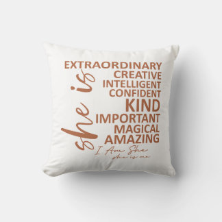"She is Me" Mocha Mousse Affirmation Typography Cushion