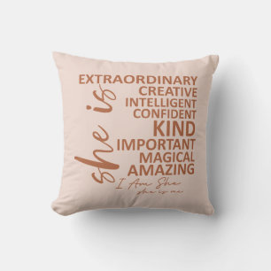 "She is Me" Mocha Mousse Affirmation Typography Cushion