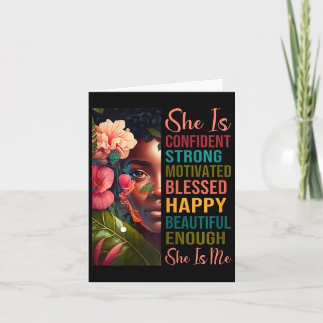 She Is Me Strong Educated Blessed Black History Wo Card (Front)