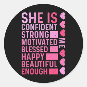 She Is Me Strong Educated Blessed Black History Wo Classic Round Sticker