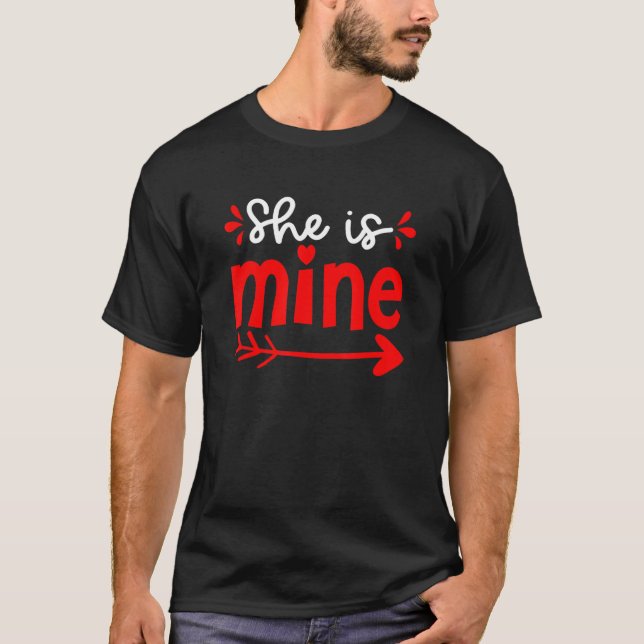 She is Mine Matching Couples Valentines Day Boys M T-Shirt (Front)