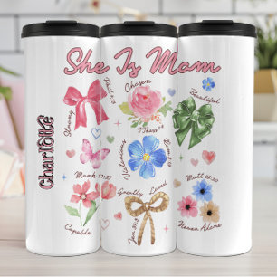 She Is Mom Christian Floral Design Thermal Tumbler