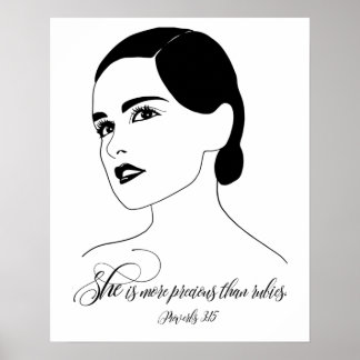 She Is More Precious, Proverbs 3:15, Bible Quote Poster
