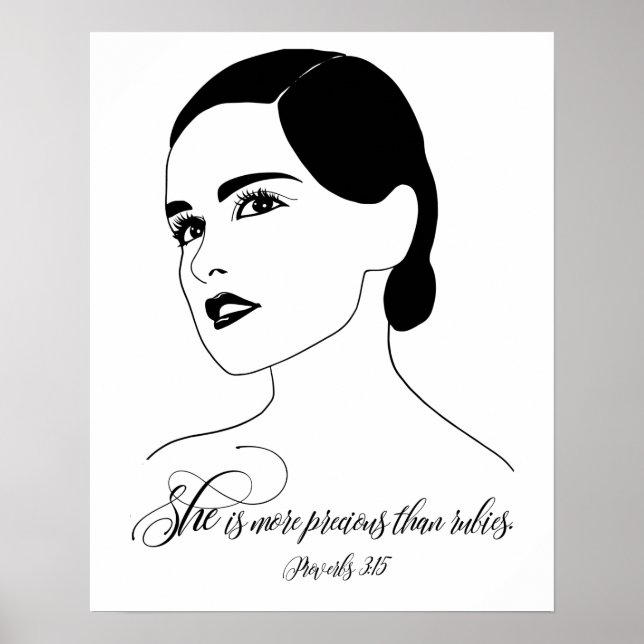 She Is More Precious, Proverbs 3:15, Bible Quote Poster (Front)