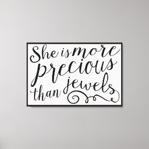 She is More Precious than Jewels Black Border Canvas Print