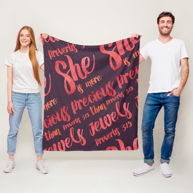 She is more precious than Jewels Proverbs 3:15 Fleece Blanket (In Situ)