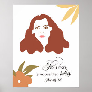 She Is More Precious Than Rubies, Bible Verse Poster