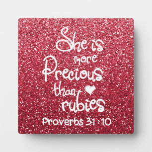 She Is More Precious Than Rubies Proverbs Glitter  Plaque