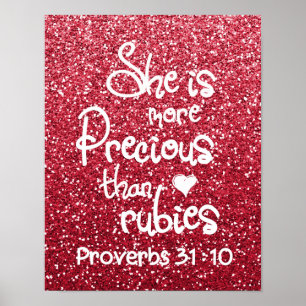 She Is More Precious Than Rubies Proverbs Glitter Poster
