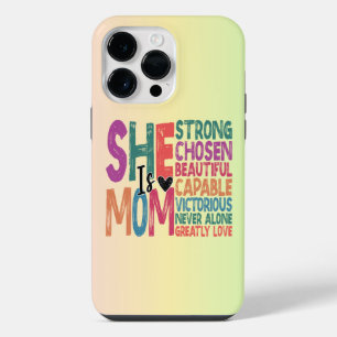 She Is Mum Blessed Mum Retro Quote Mother's Day iPhone 14 Pro Max Case